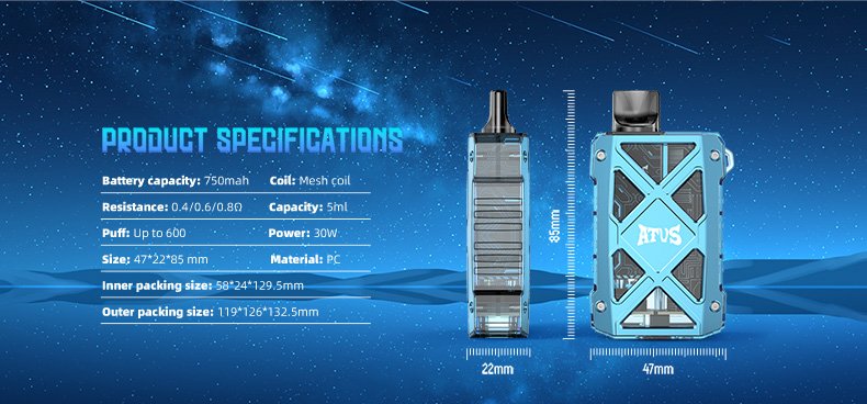 DE012 7000 Puffs Disposable Vapes with rechargeable and adjustable airflow ATVS Vape