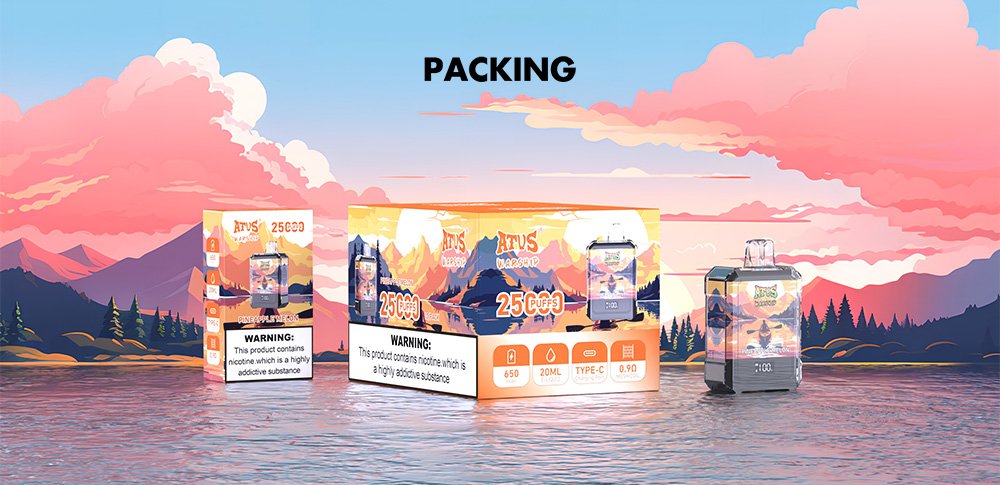 DE013A 25000 Puffs Disposable Vapes with LED display screen and adjustable airflow ATVS Vape