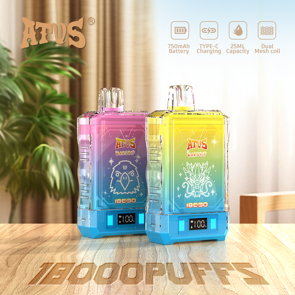DE015 18000 Puffs Disposable Vape with LED display screen and adjustable airflow rechargeable ATVS Vape