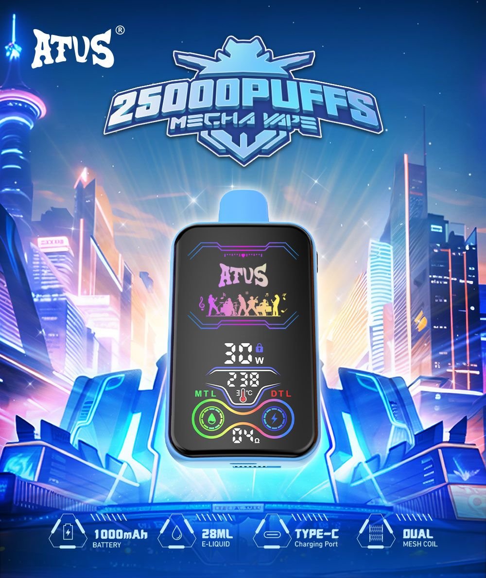 DE022 25000 Puffs Disposable Vape with Full screen rechargeable and adjustable airflow ATVS Vape