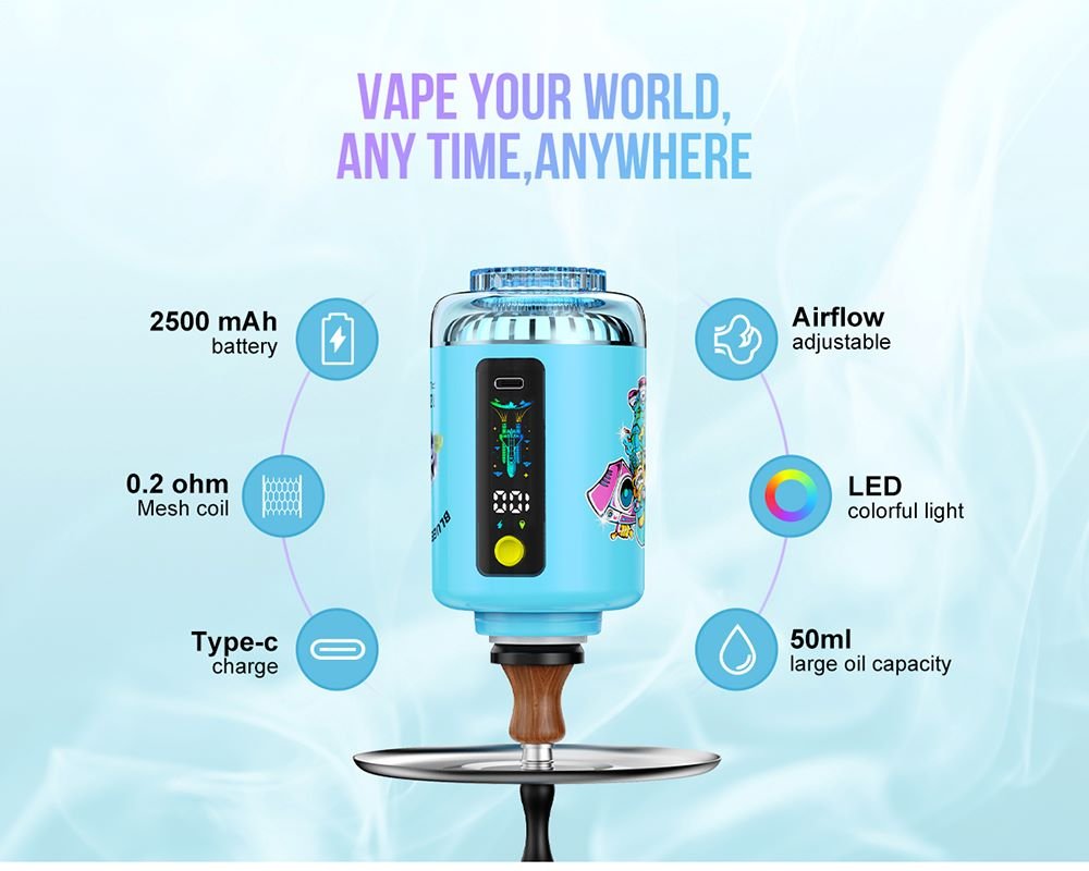 DE027 12000 Puffs Hookah Shisha Vape with rechargeable and adjustable airflow ATVS Vape